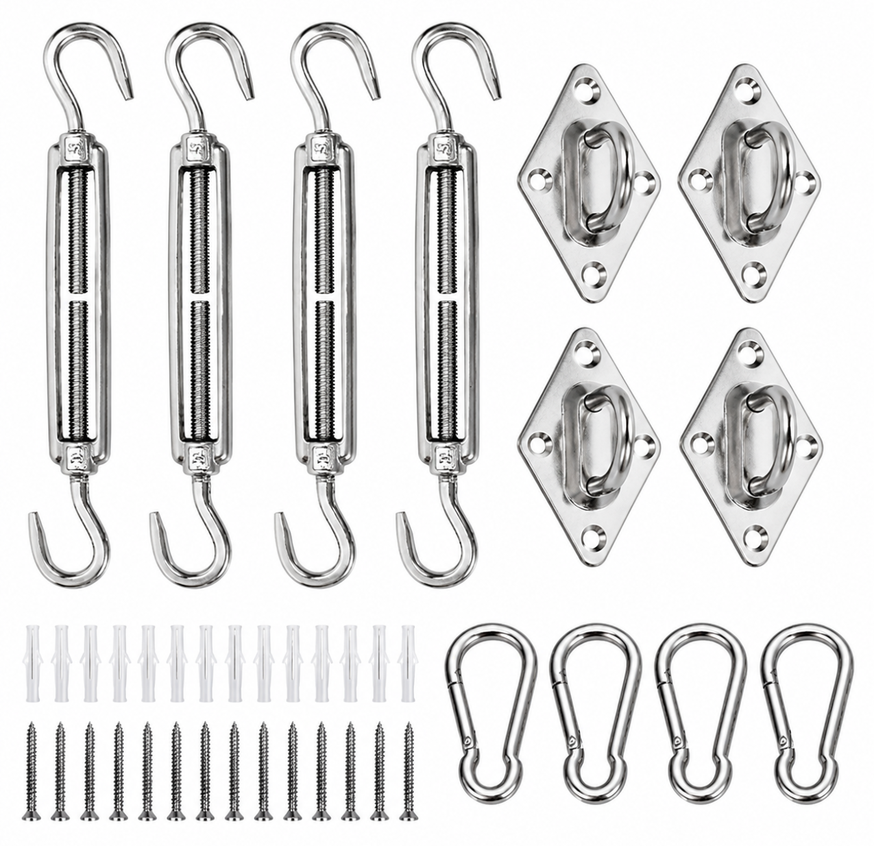 Kit Complet de Fixation Inox pour Voile d'Ombrage