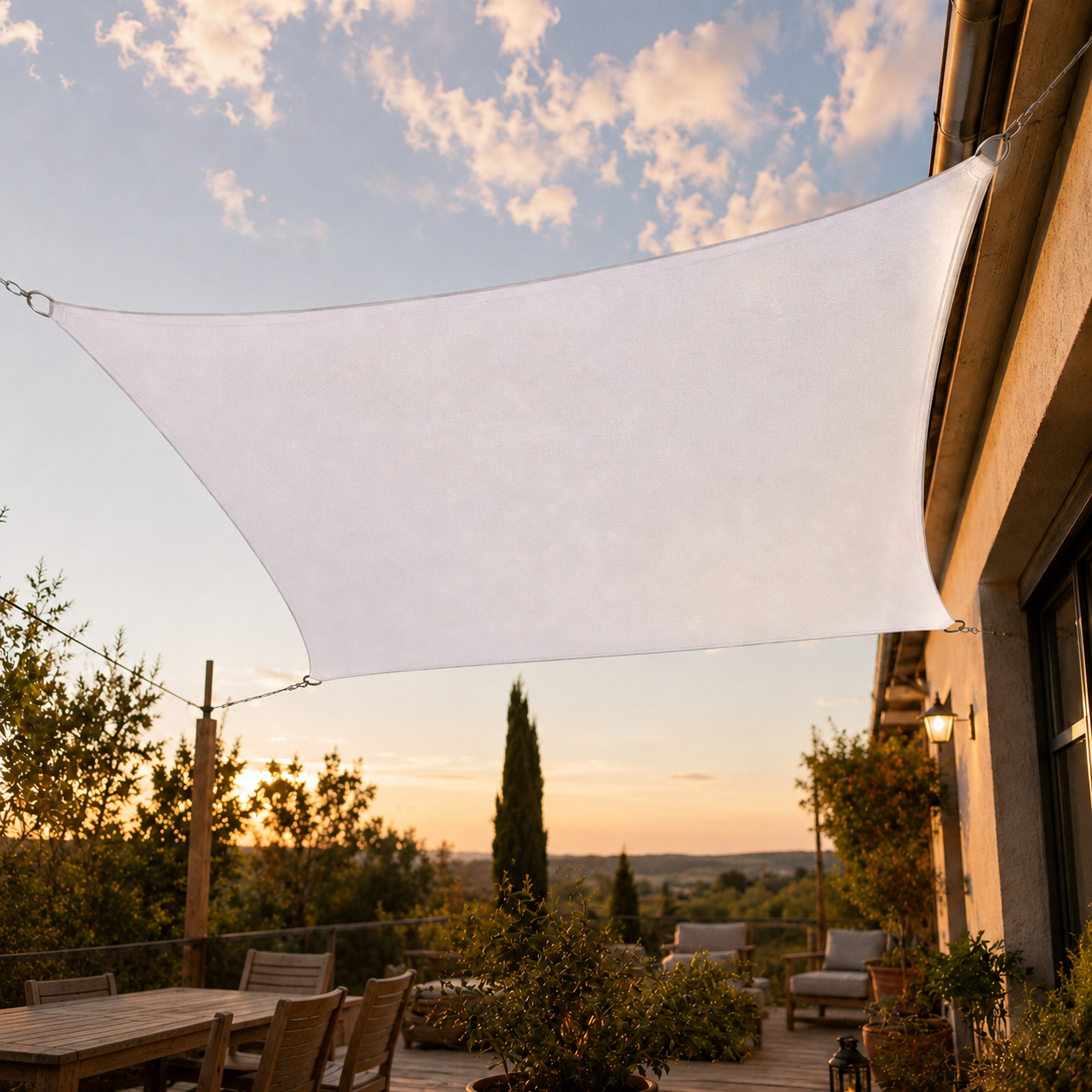 Voile d'Ombrage Rectangulaire Blanc Respirante Anti-UV