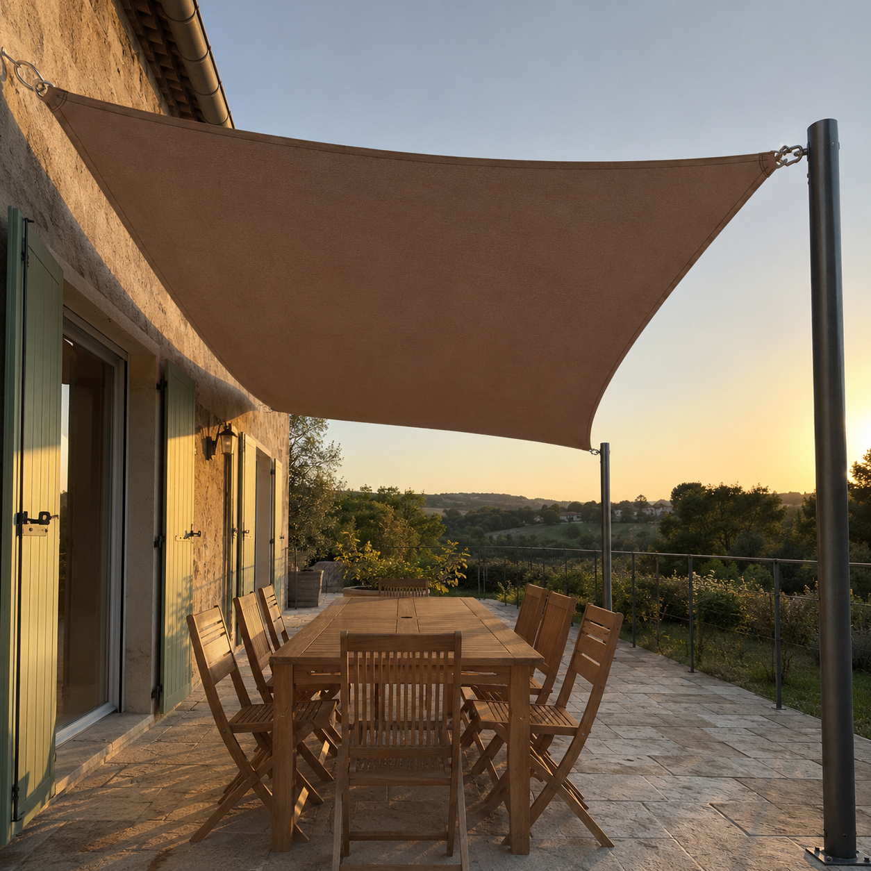Voile d'Ombrage Rectangulaire Café Respirante Anti-UV