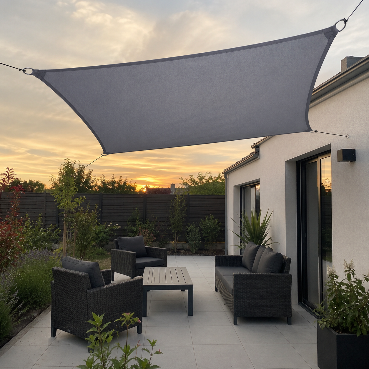 Voile d'Ombrage Carrée Gris Imperméable Anti-UV