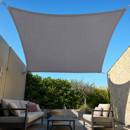 Voile d'Ombrage Carrée Gris Imperméable Anti-UV