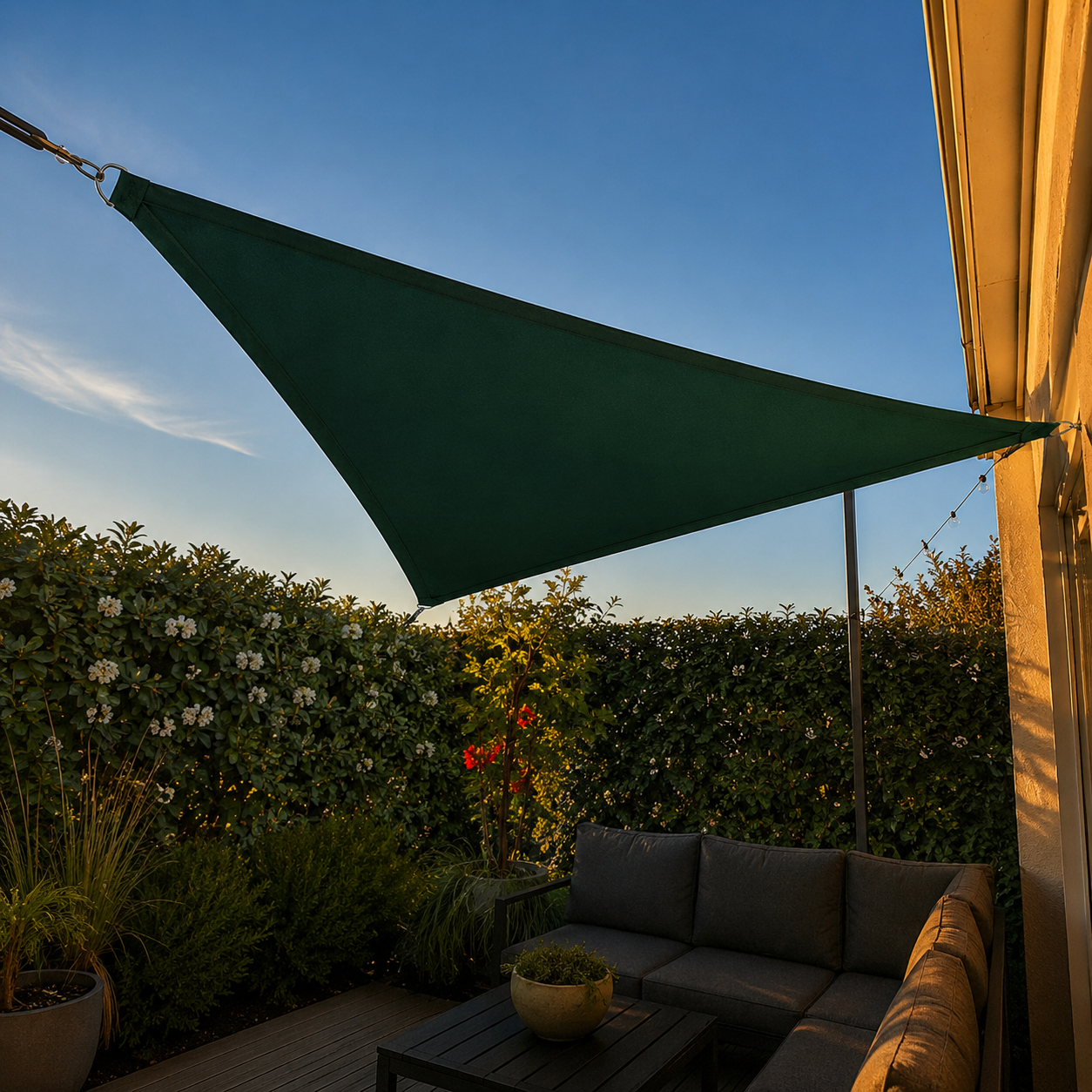Voile d'Ombrage Triangulaire Vert Imperméable Anti-UV