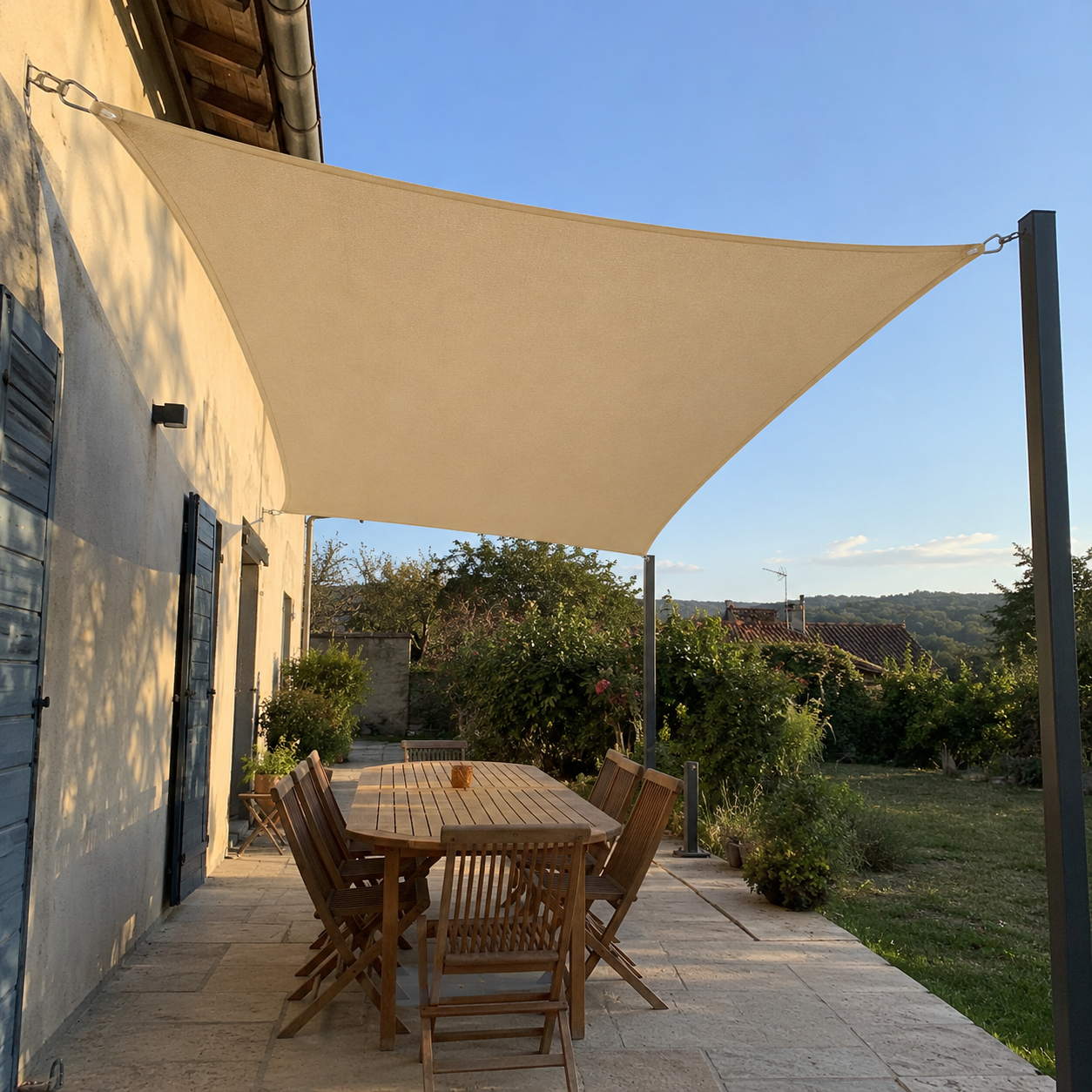 Voile d'Ombrage Rectangulaire Beige Imperméable Anti-UV