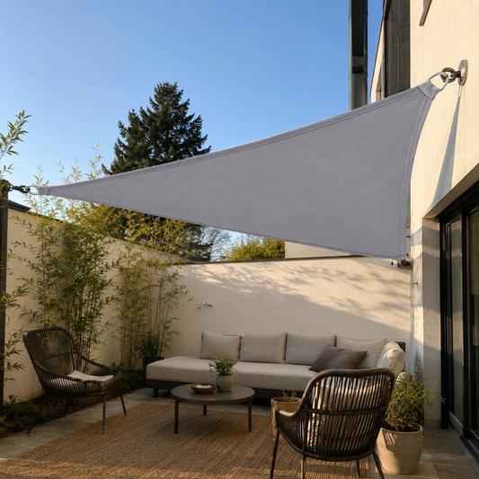 Voile d'Ombrage Triangulaire Gris Imperméable Anti-UV