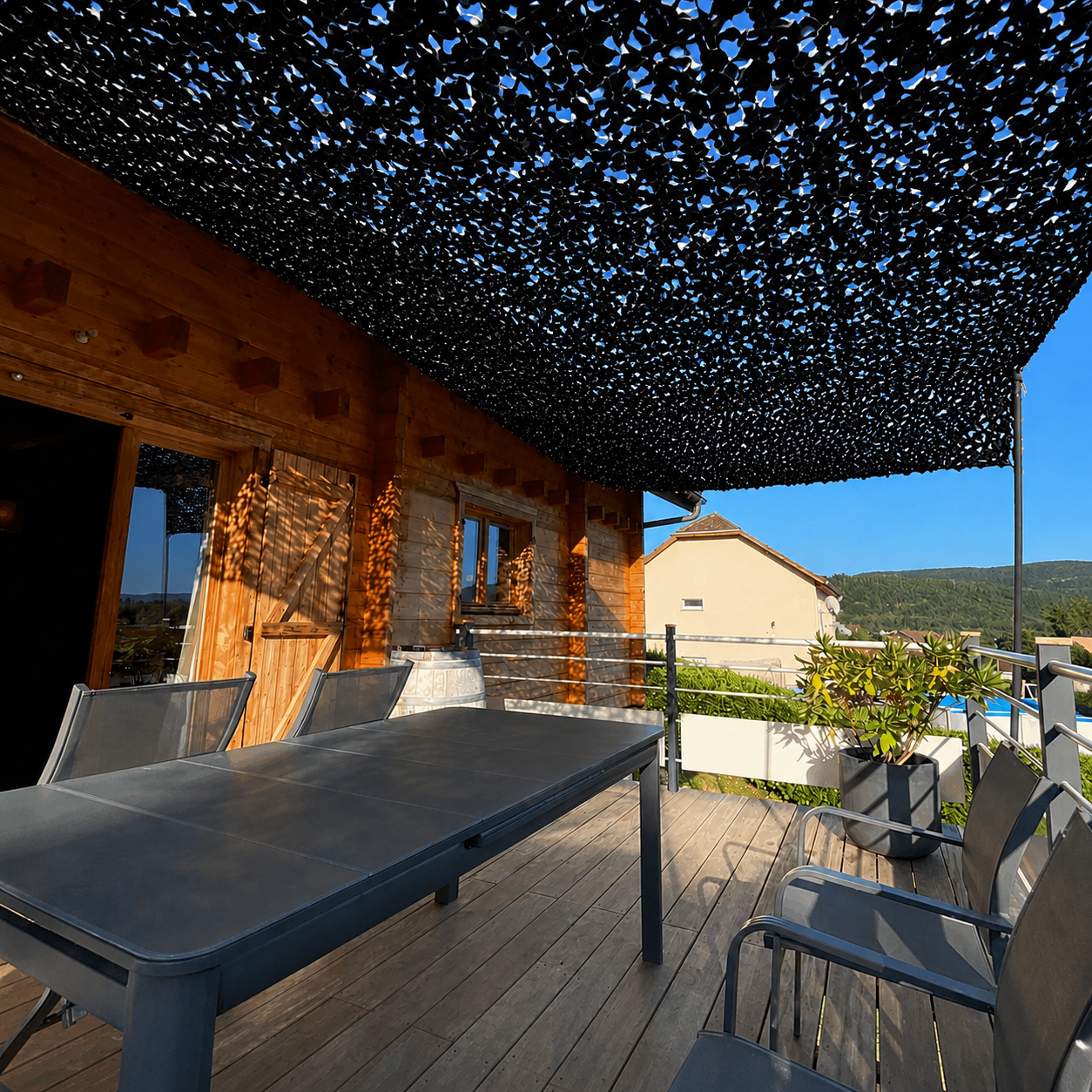 Filet de Camouflage Noir Anti-UV pour Jardin et Pergola