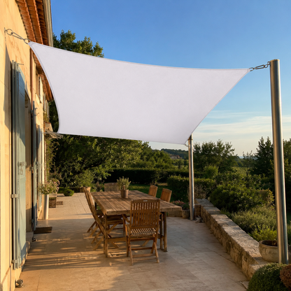 Voile d'Ombrage Rectangulaire Blanc Respirante Anti-UV
