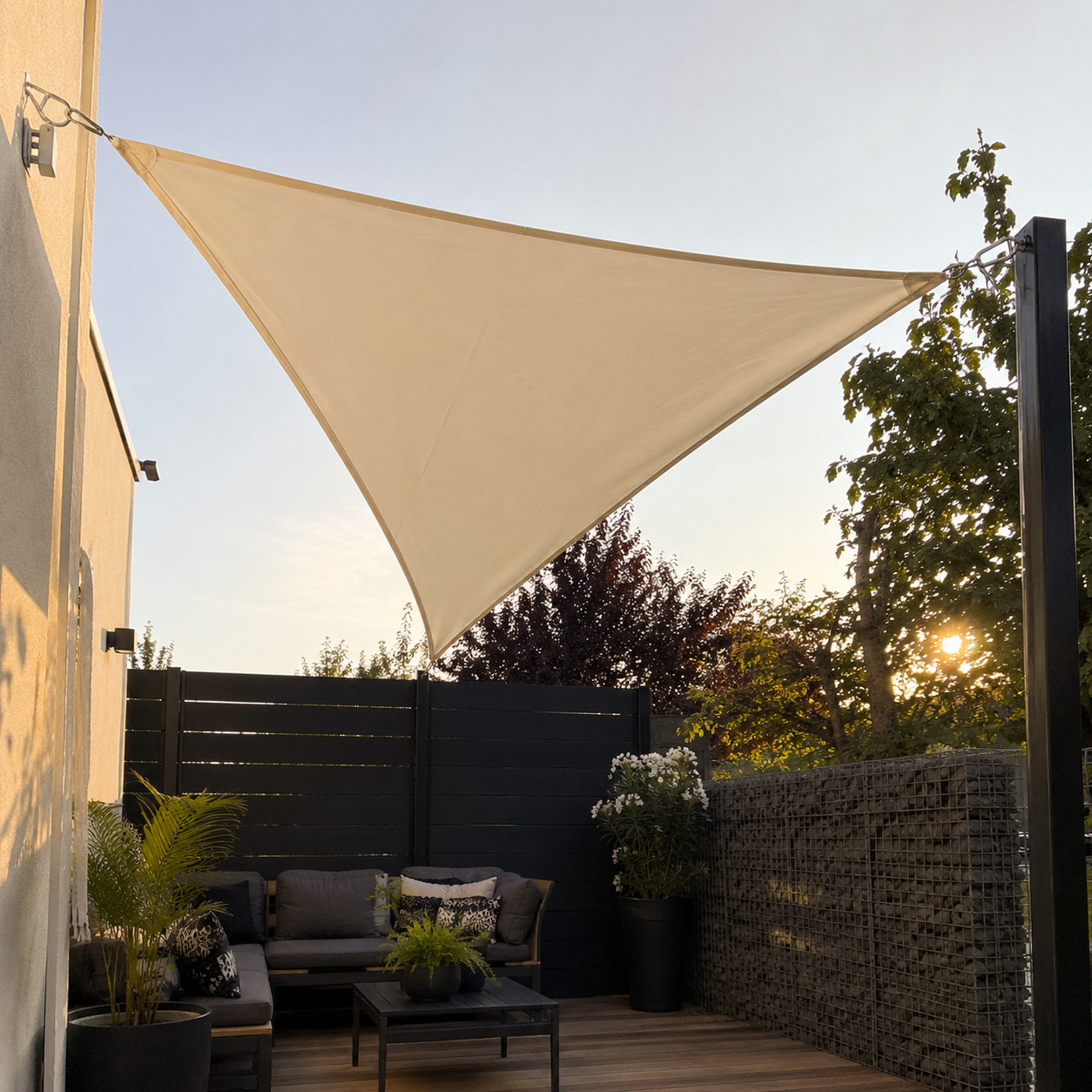Voile d'Ombrage Triangulaire Beige Imperméable Anti-UV