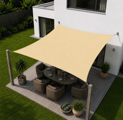 Voile d'Ombrage Rectangulaire Beige Respirante Anti-UV