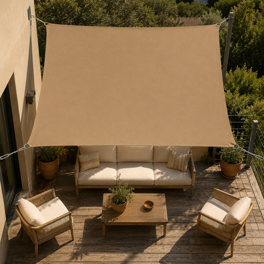 Voile d'Ombrage Carrée Sable Imperméable Anti-UV