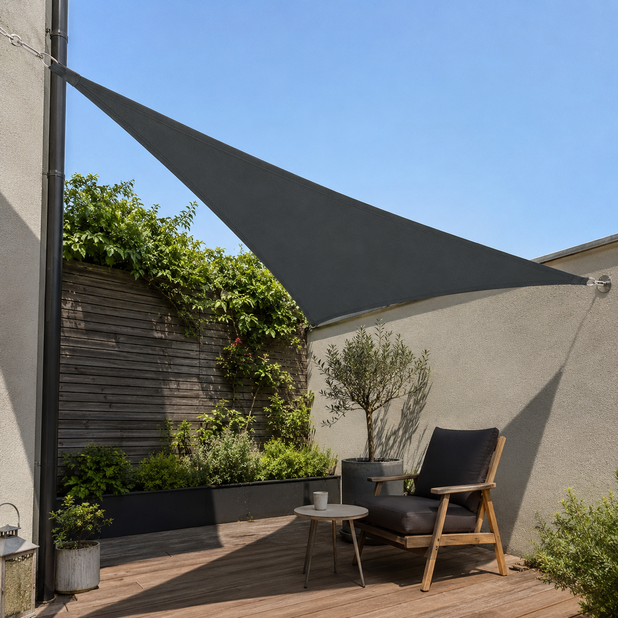 Voile d'Ombrage Triangulaire Gris Foncé Imperméable Anti-UV
