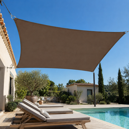 Voile d'Ombrage Rectangulaire Café Respirante Anti-UV