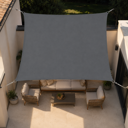Voile d'Ombrage Carrée Gris Foncé Imperméable Anti-UV