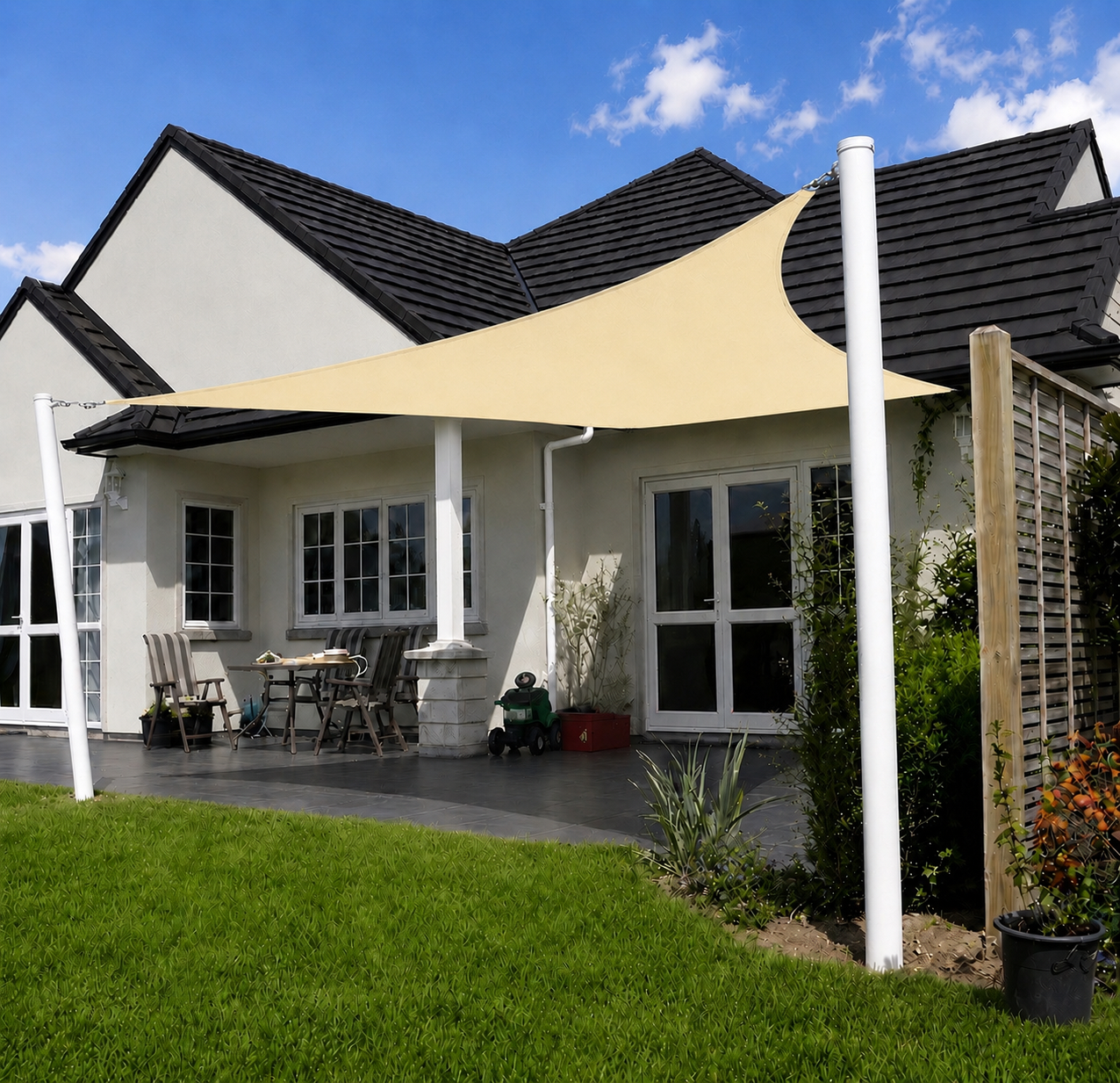 Voile d'Ombrage Rectangulaire Beige Respirante Anti-UV
