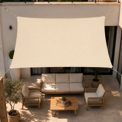 Voile d'Ombrage Carrée Beige Imperméable Anti-UV