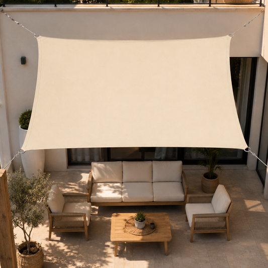 Voile d'Ombrage Carrée Beige Imperméable Anti-UV
