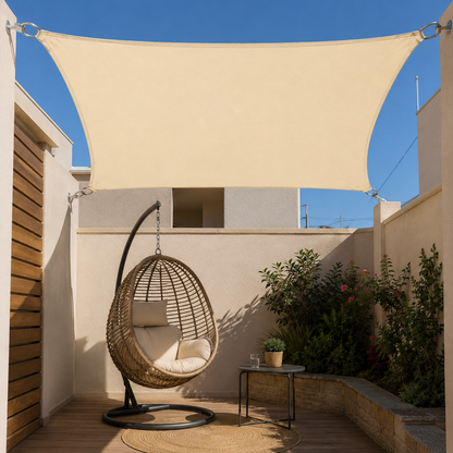 Voile d'Ombrage Carrée Beige Imperméable Anti-UV