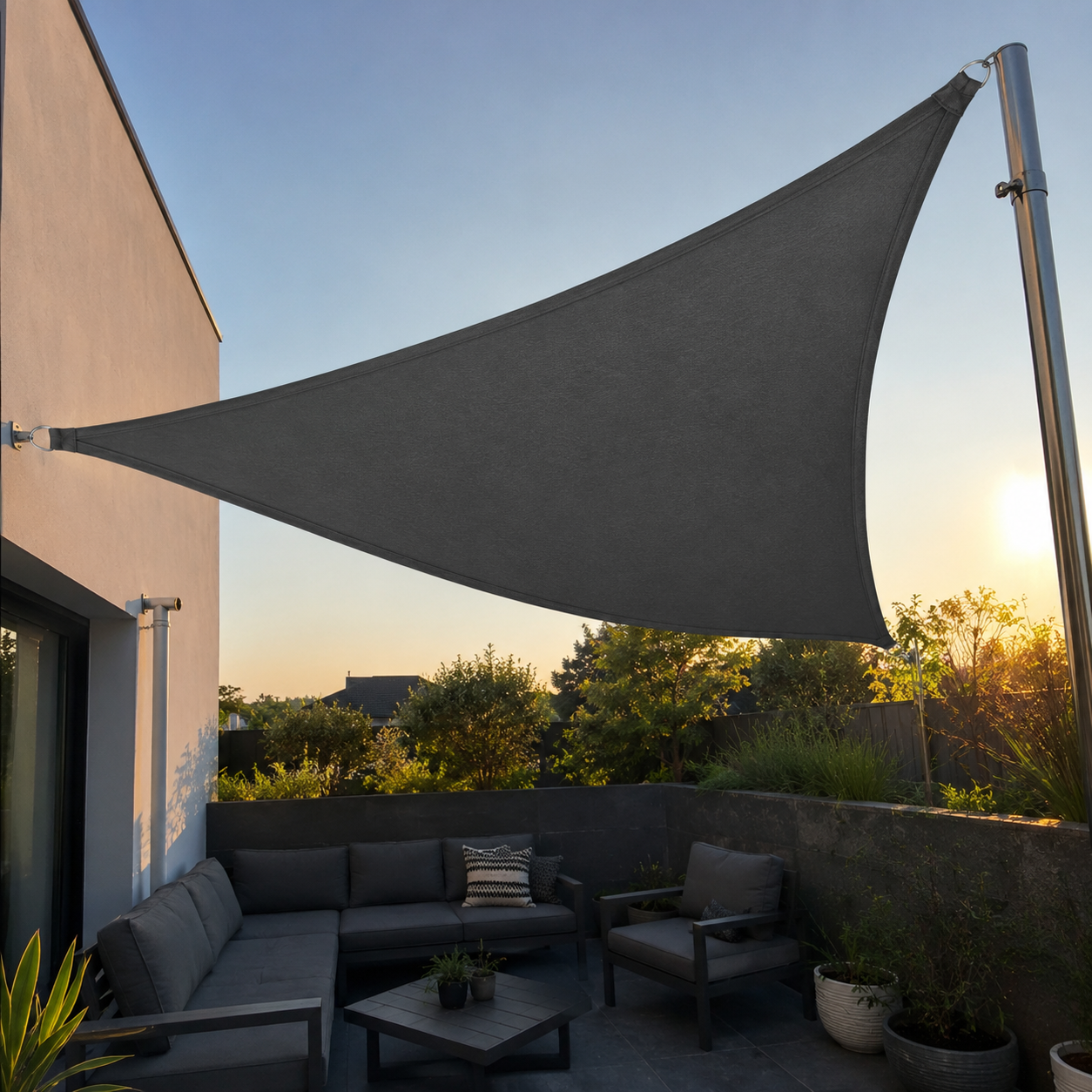 Voile d'Ombrage Triangulaire Gris Foncé Imperméable Anti-UV