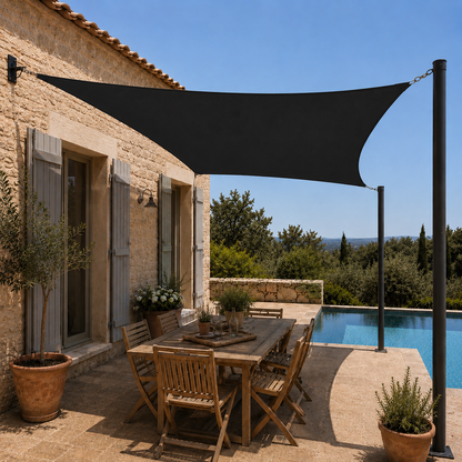 Voile d'Ombrage Rectangulaire Noir Respirante Anti-UV