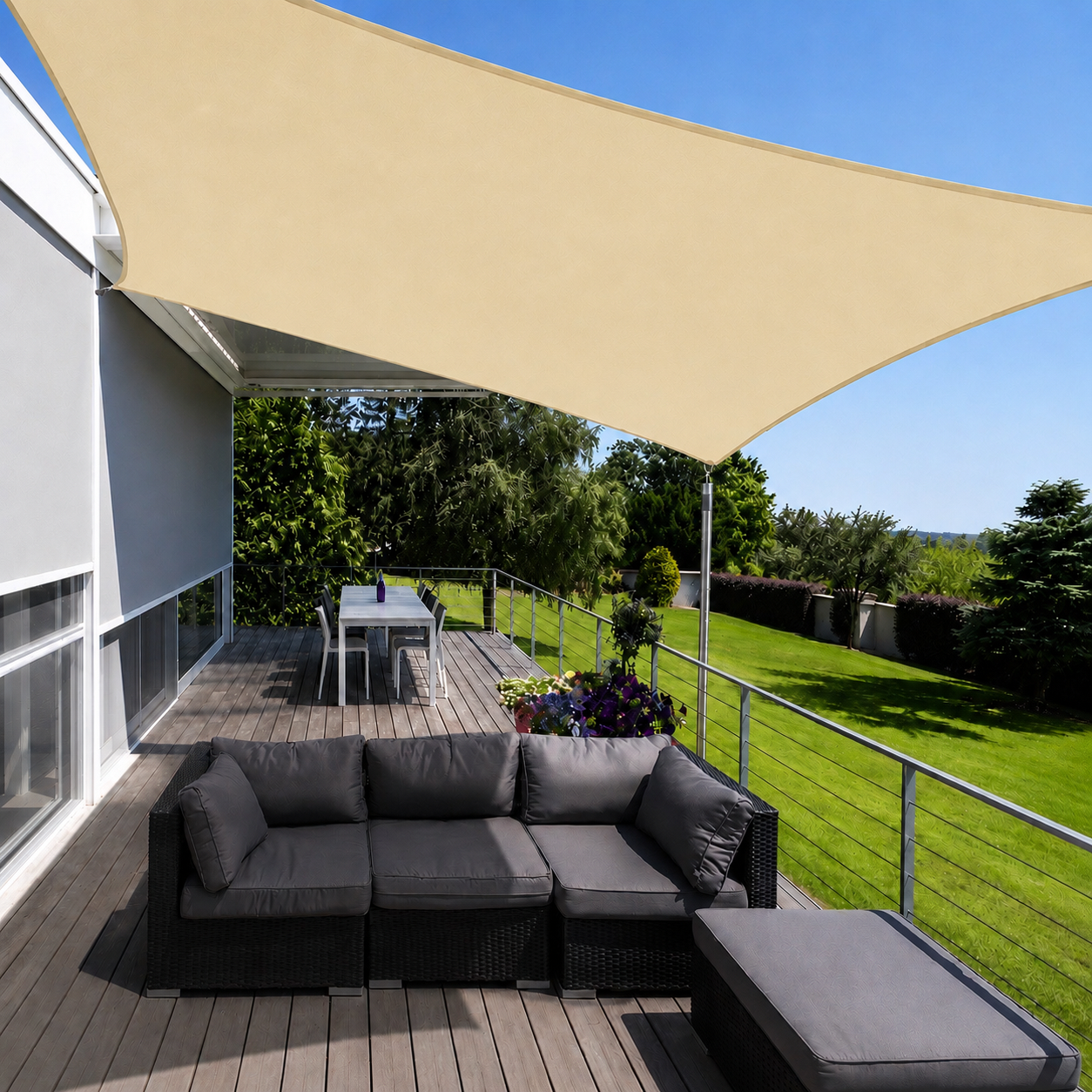 Voile d'Ombrage Rectangulaire Beige Imperméable Anti-UV