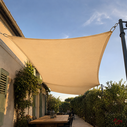 Voile d'Ombrage Rectangulaire Beige Imperméable Anti-UV