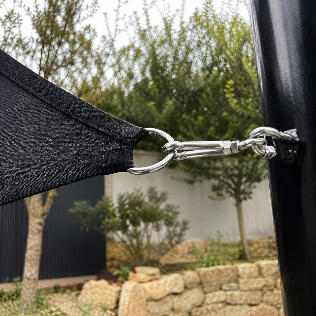 Voile d'Ombrage Rectangulaire Noir Respirante Anti-UV