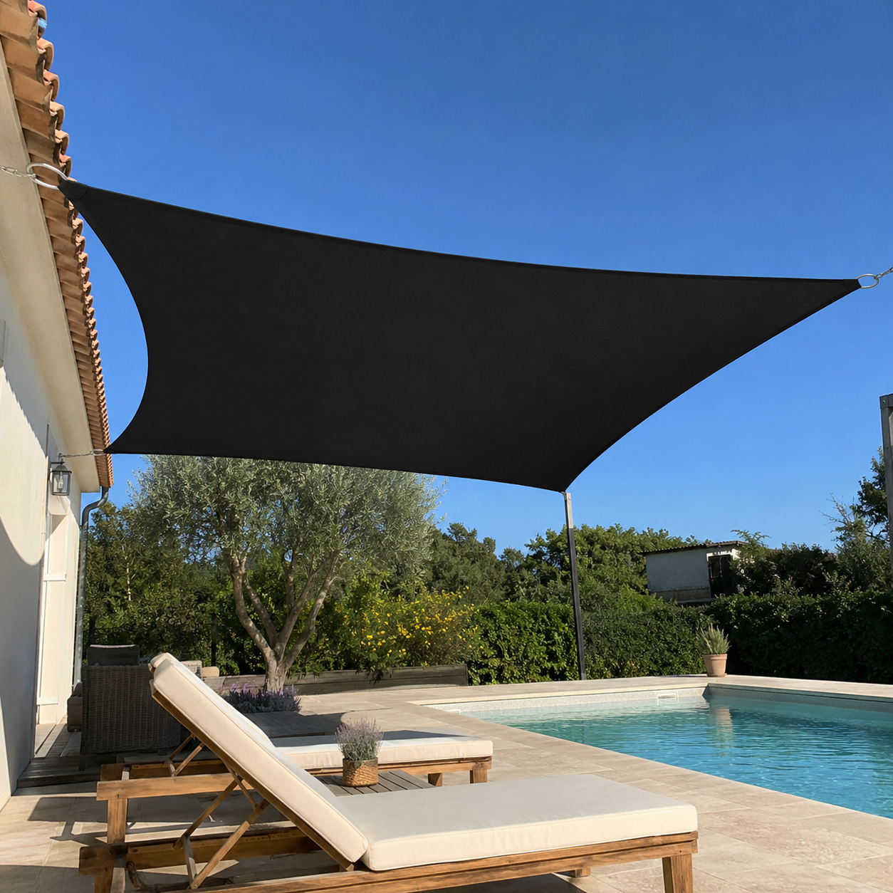 Voile d'Ombrage Rectangulaire Noir Respirante Anti-UV