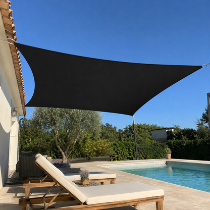 Voile d'Ombrage Rectangulaire Noir Respirante Anti-UV
