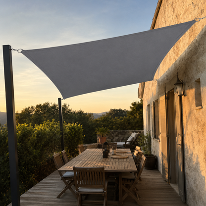 Voile d'Ombrage Rectangulaire Gris Imperméable Anti-UV