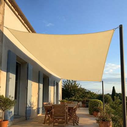 Voile d'Ombrage Rectangulaire Beige Respirante Anti-UV