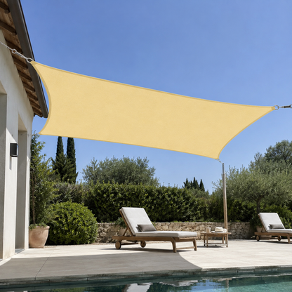 Voile d'Ombrage Rectangulaire Beige Respirante Anti-UV