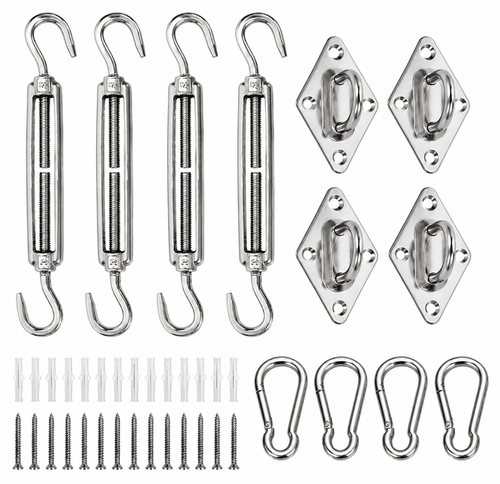 Kit Complet de Fixation Inox pour Voile d'Ombrage