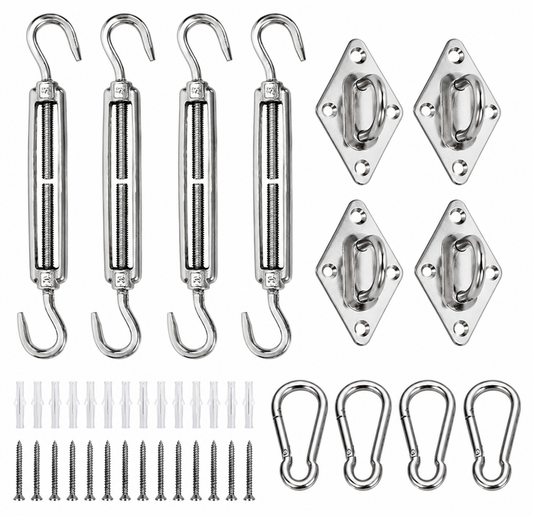 Kit Complet de Fixation Inox pour Voile d'Ombrage