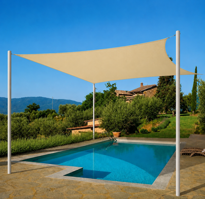 Voile d'Ombrage Rectangulaire Beige Imperméable Anti-UV
