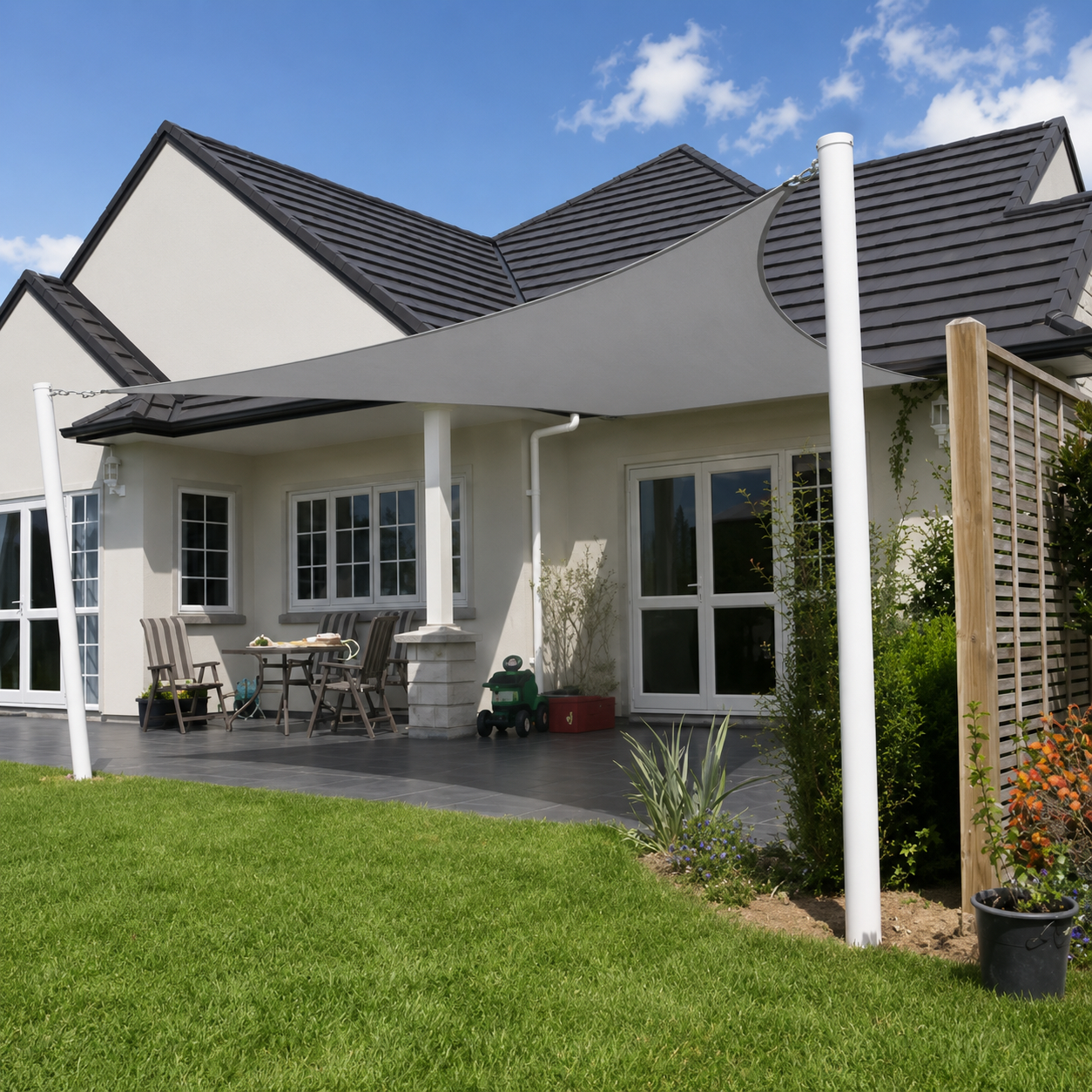 Voile d'Ombrage Rectangulaire Gris Respirante Anti-UV