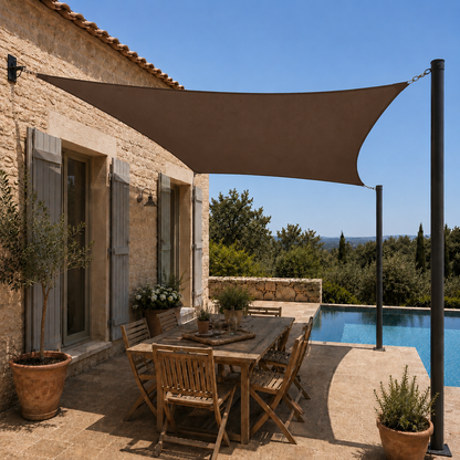 Voile d'Ombrage Rectangulaire Café Respirante Anti-UV