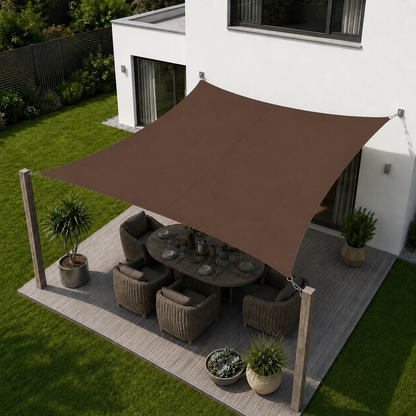 Voile d'Ombrage Rectangulaire Café Respirante Anti-UV