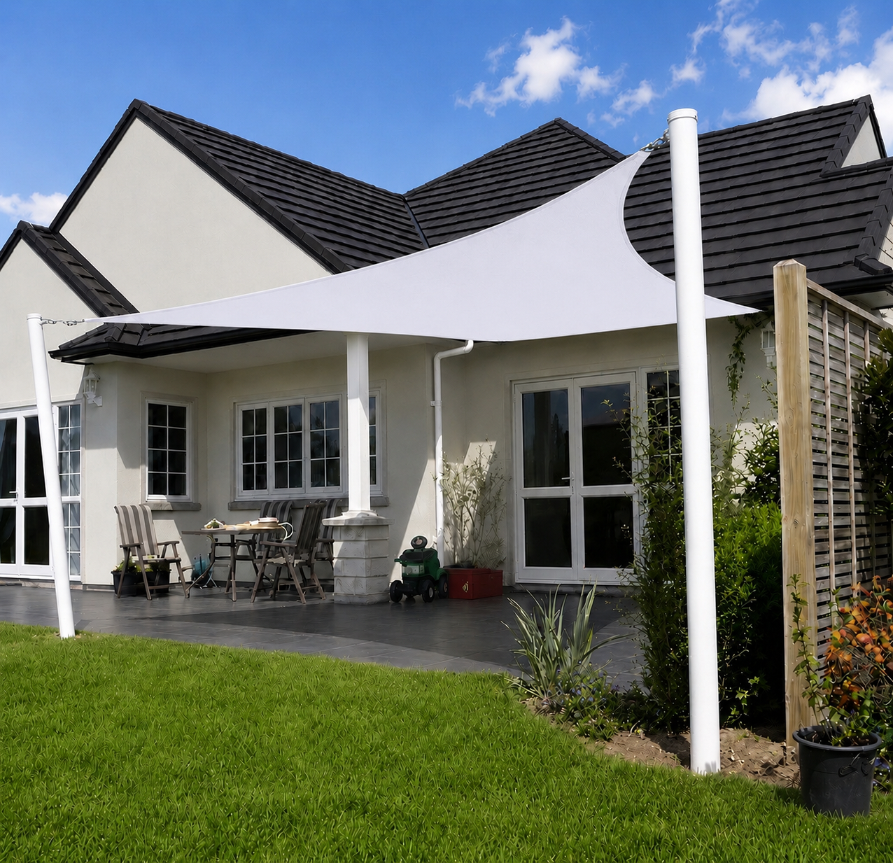Voile d'Ombrage Rectangulaire Blanc Respirante Anti-UV