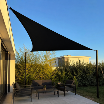 Voile d'Ombrage Triangulaire Noir Imperméable Anti-UV