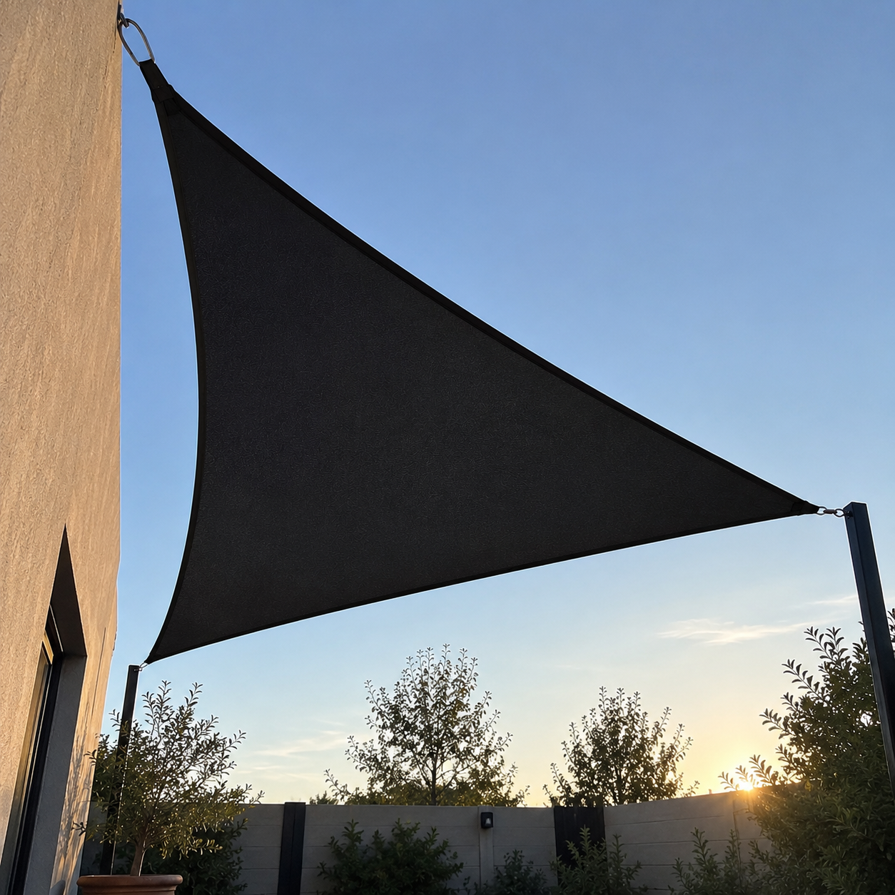 Voile d'Ombrage Triangulaire Noir Imperméable Anti-UV