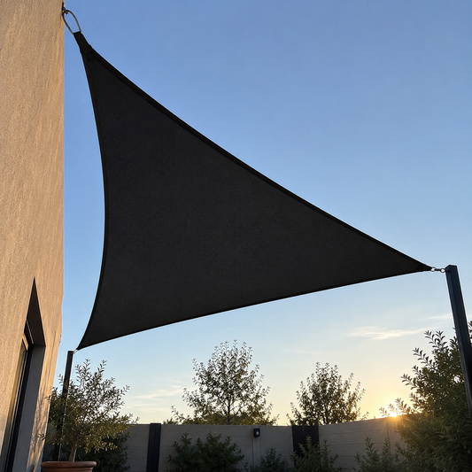 Voile d'Ombrage Triangulaire Noir Imperméable Anti-UV