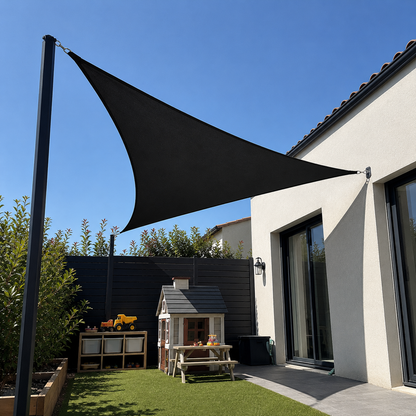 Voile d'Ombrage Triangulaire Noir Imperméable Anti-UV