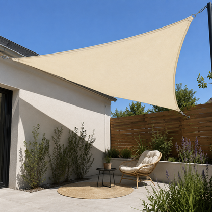 Voile d'Ombrage Triangulaire Beige Imperméable Anti-UV