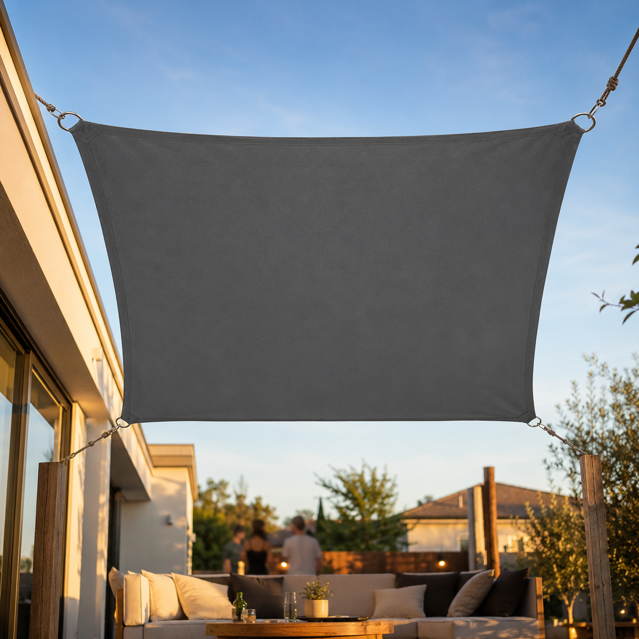 Voile d'Ombrage Carrée Gris Foncé Imperméable Anti-UV