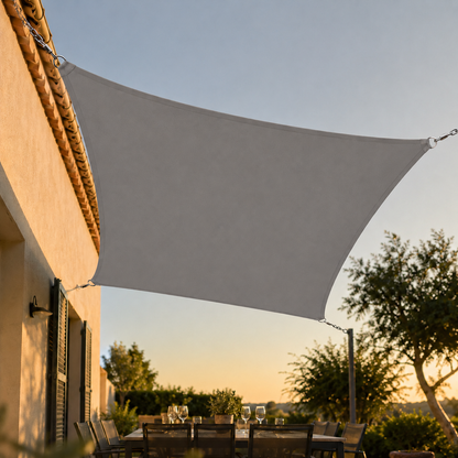 Voile d'Ombrage Rectangulaire Gris Respirante Anti-UV