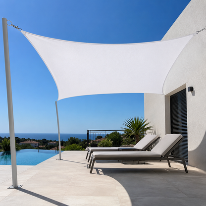 Voile d'Ombrage Rectangulaire Blanc Respirante Anti-UV