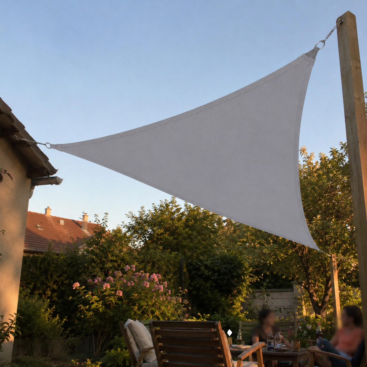 Voile d'Ombrage Triangulaire Gris Imperméable Anti-UV