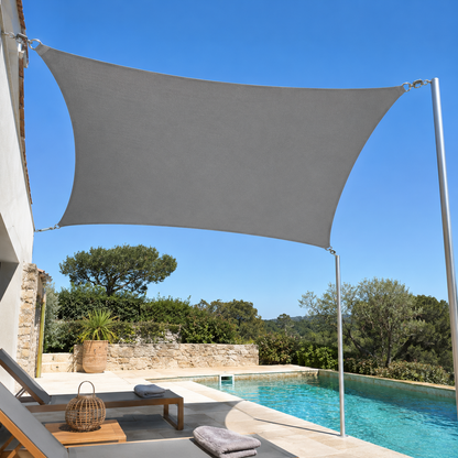 Voile d'Ombrage Rectangulaire Gris Respirante Anti-UV