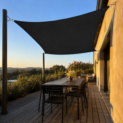 Voile d'Ombrage Rectangulaire Noir Respirante Anti-UV