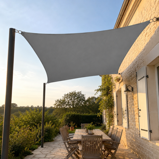 Voile d'Ombrage Rectangulaire Gris Respirante Anti-UV
